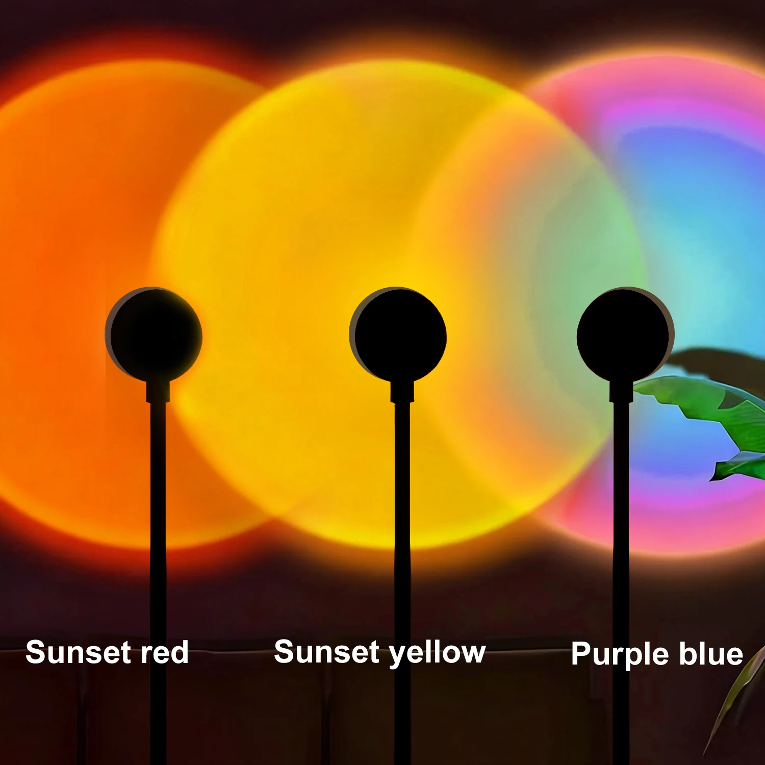 2/3-piece Sunset Light Set, Room Decoration, Bedroom Christmas Decorative Lights, Lighting, USB Lights, Bedroom Sunset Lights, Selfie Aesthetic Sunset Projection Ambient Lights, Holiday Gifts.