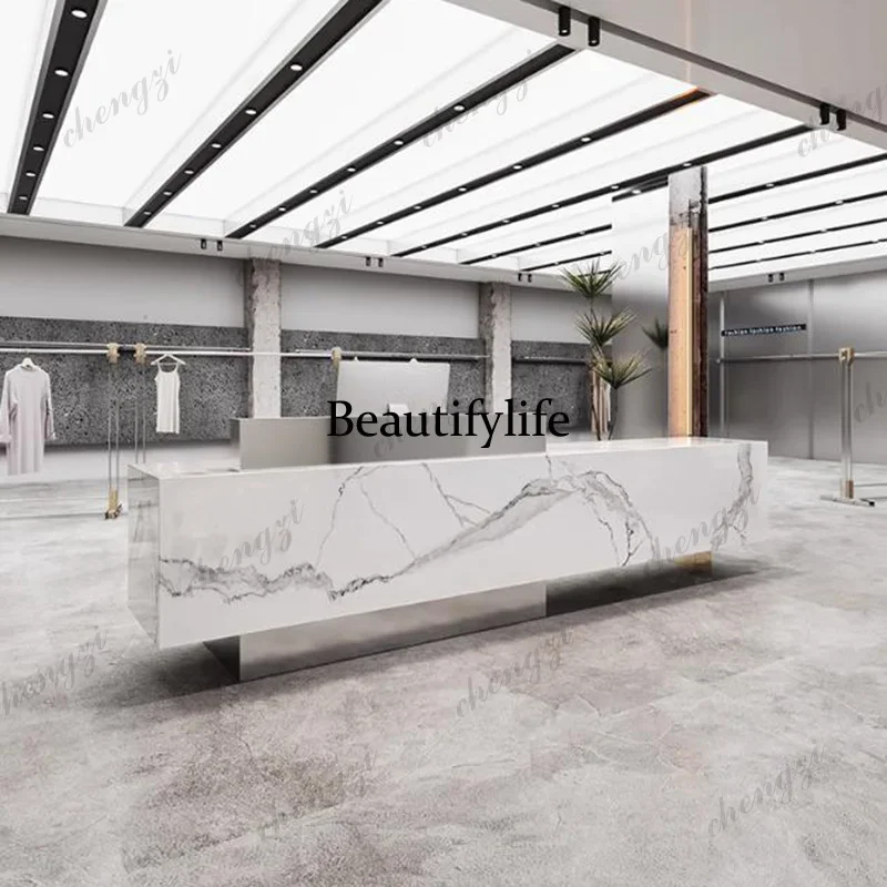 D1089 Modern Unique Reception Desks Led Lights Drawer Display Reception Desks Welcome Organizers Comptoire Accueil Trendy Furnit