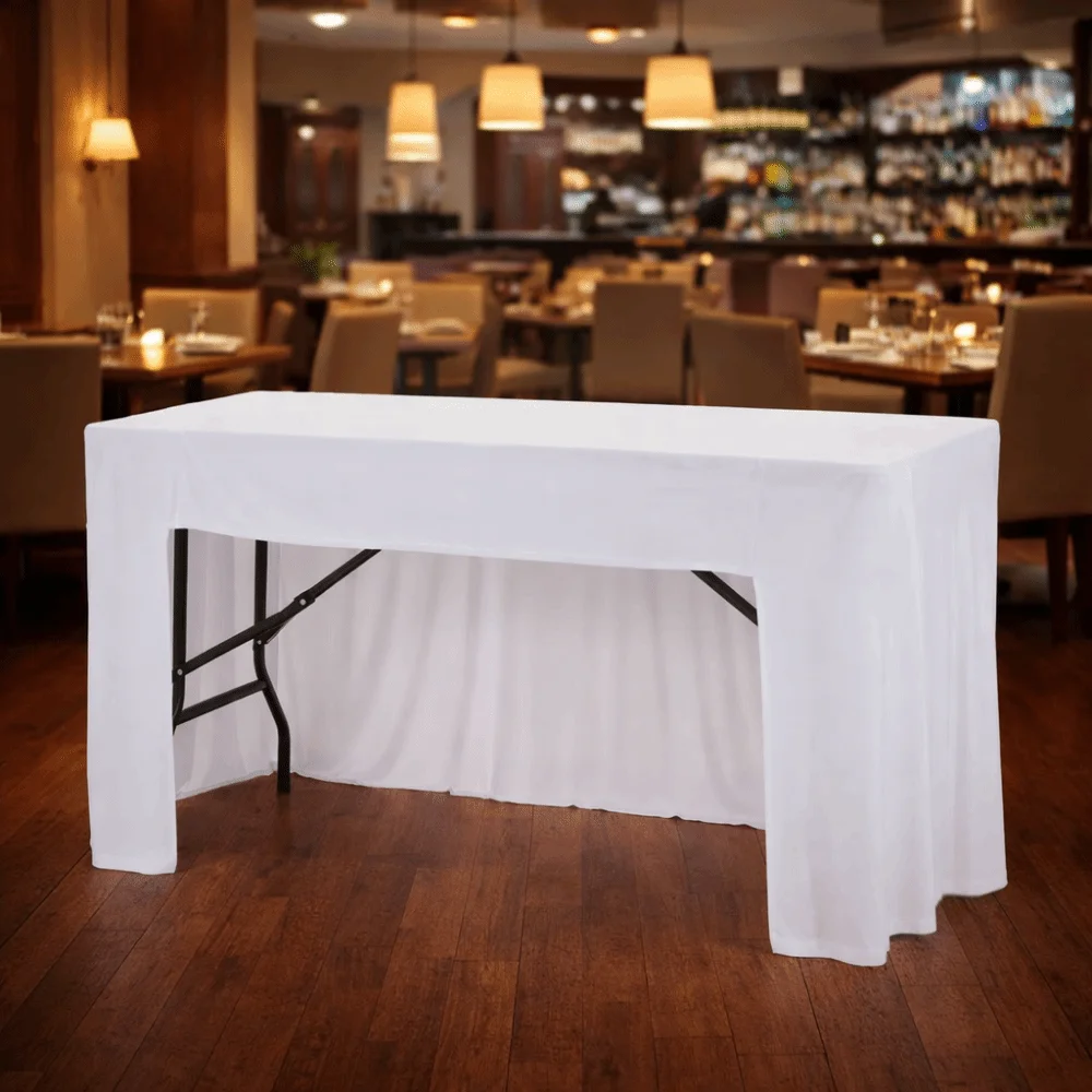 Practical Solid Color Spandex Stretch Tablecloth Elastic Dustproof Table Cover Washable Rectangular Exhibition Table Decor Party