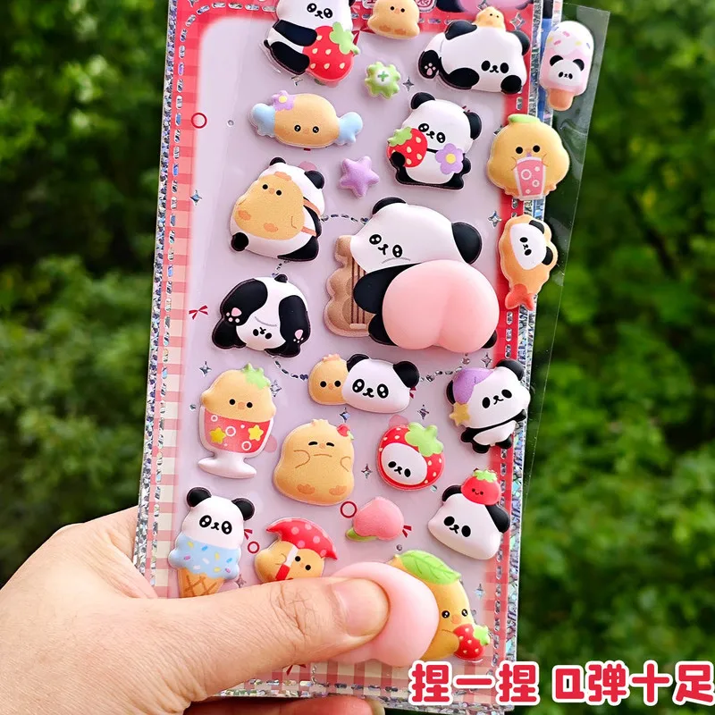 Panda Squishy Butt Stickers Cute 3d Puffy Soft Squeeze Decorative For Laptop Phone Case Scrapbook Notebook Water Bottle