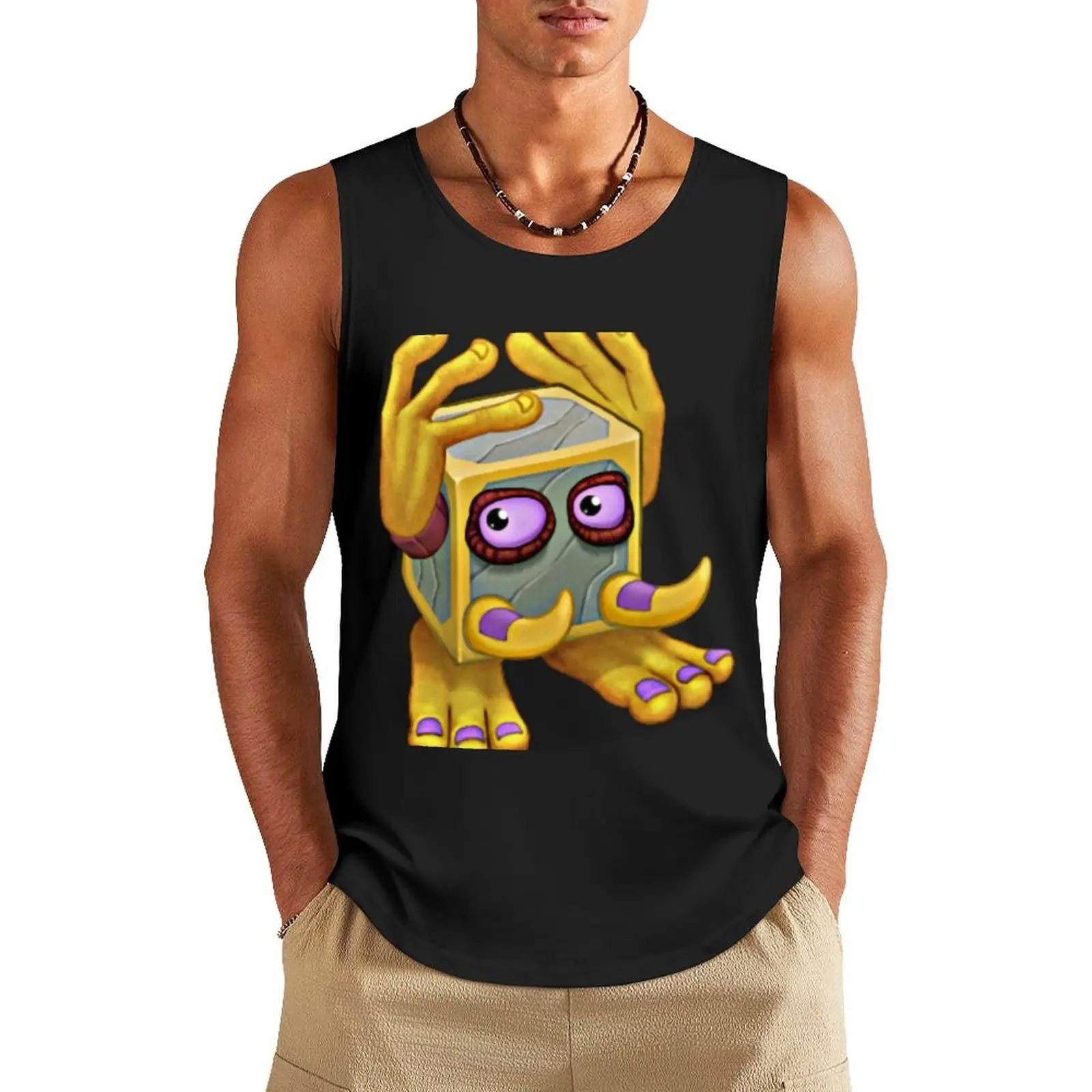 

My Singing Monsters character Rare Noggin Tank Top sleeveless shirt man gym bodybuilding male top Sleeveless men