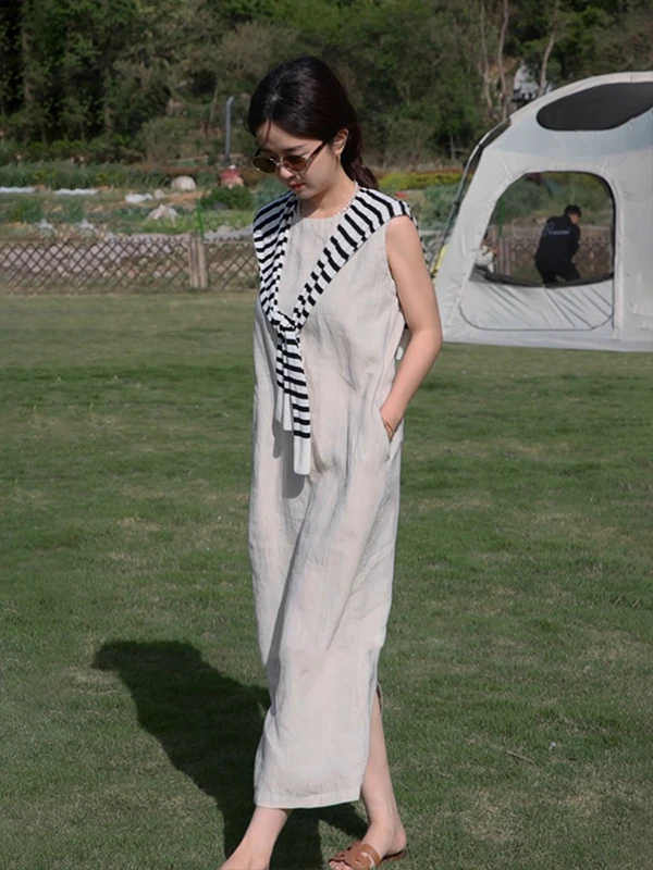 

Женский летний жилет Dr. Svel из конопляной ткани Han Han, белый, средней длины, мягкий, дышащий, приятный для кожи