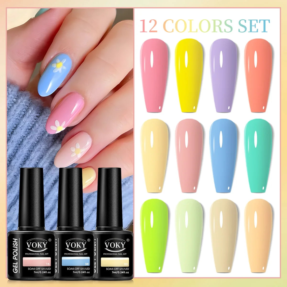

VOKY 12 PCS Gel Nail Polish - Colorful UV Nail Polish - Can be Soaked Off for Easy Removal - Suitable for Daily Use and Parties
