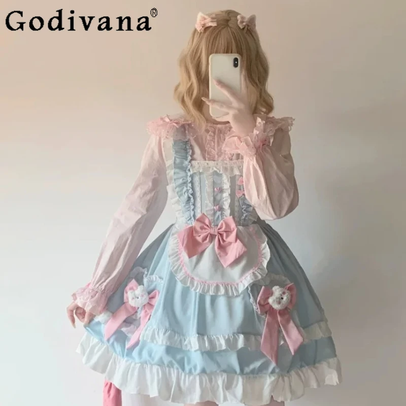 

Spring Elegant Lolita Long Sleeve Sweet Peter Pan Collar Shirt Women Fashion Versatile Age-reducing Loose Lace Bottoming Shirts
