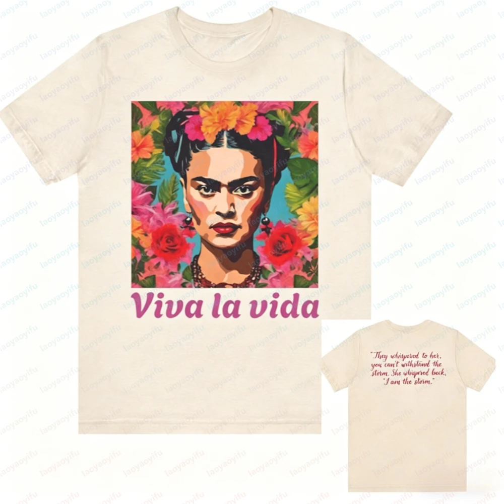 Viva La Vida Frida Kahlo Tee Empower Women Inspired in Frida Khalo Shirt Harajuku Oversized T Shirt Graphic Tshirts Vintage Tops view 3
