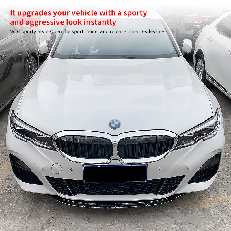 

For BMW 3-Series G20 G28 330i 320i 325i 2019-2023 Car Front Bumper Splitter Lip Body Kit Spoiler Chin Plate Carbon Fiber ABS