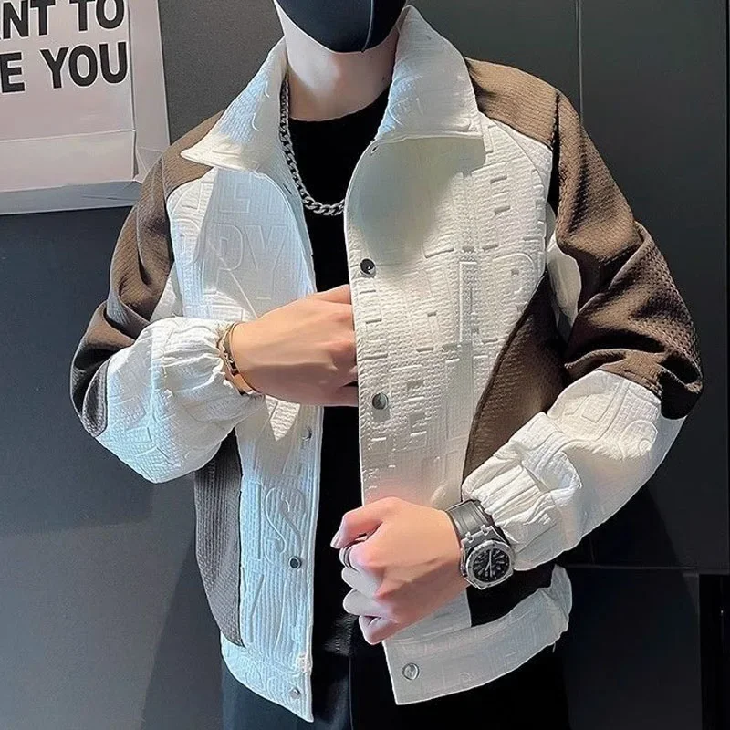 

New Spring Autumn Fashion Trends Advanced Handsome Colored Polo Coat Jacket Casual and Versatile Design Men's Jacket Z04