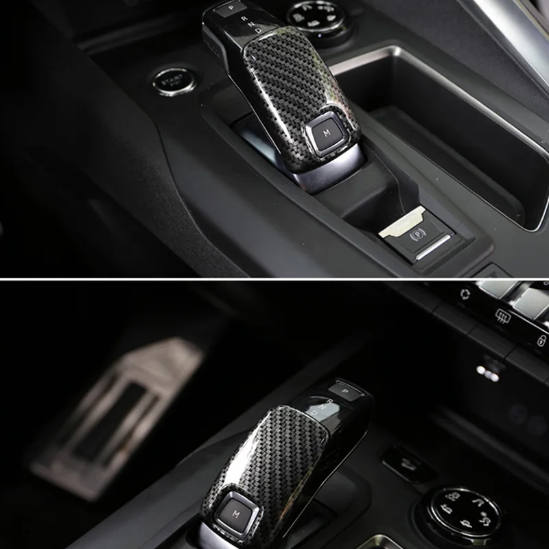 Carbon Fiber Car Gear Shift Knob Gear Cover Stickers Trim Frame Accessories for 3008 GT 4008 5008 2017-2019