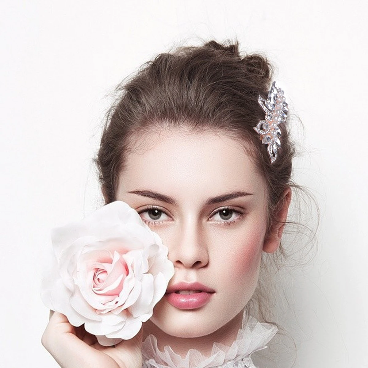

Tiara Diamond Crystal Insert Comb Women Hairpin Wedding Bride Pearl Rhinestone Women's