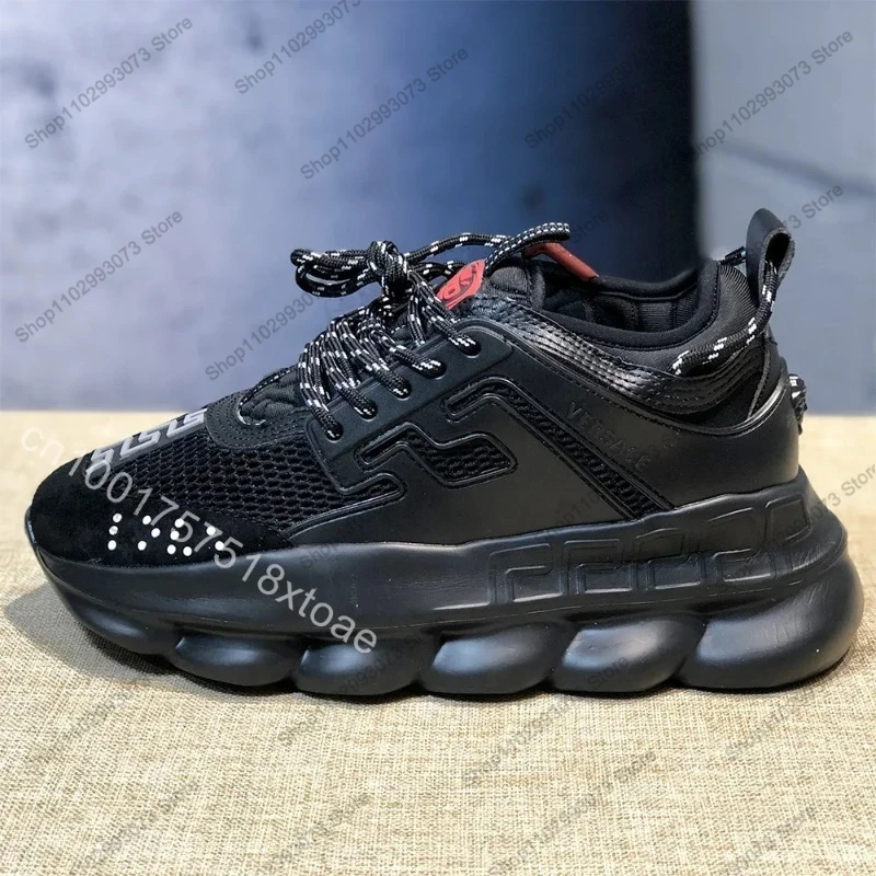 Chunky sneakers voor heren en dames, designer sneakers met sleutelpatroon, antislip casual schoenen met kussens, streetwear-schoenen