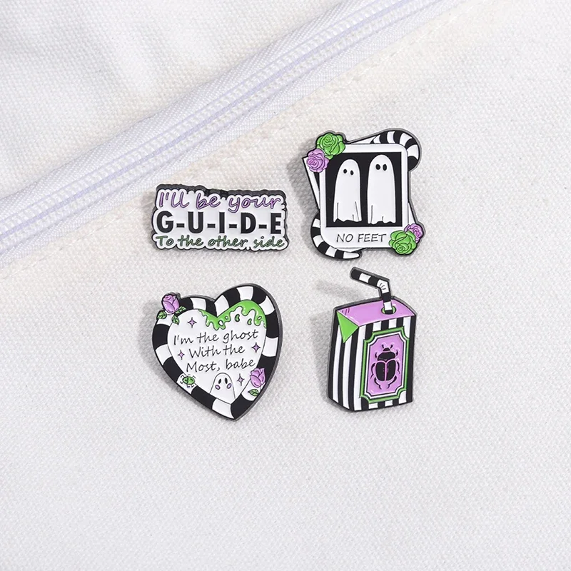 Cartoon Cute Ghost Boo Enamel Pins Halloween Spooky I\'m The Ghost With The Most Babe Brooch Collar Lapel Badge Jewelry Ornaments