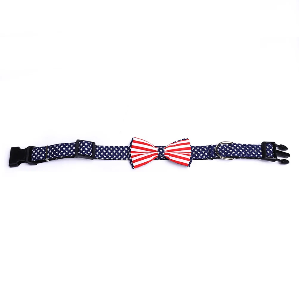 

Pet Collar Small Size with Flag Bowknot Adjustable for Dog Cat Soft Cloth Material Fashionable Comfortable All-Gender Style