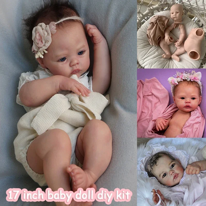 

17Inch Meadow Reborn Kit Open Eyes Newborn Baby Soft Touch Lifelike Fresh Color DIY Unfinished Blank Doll Parts