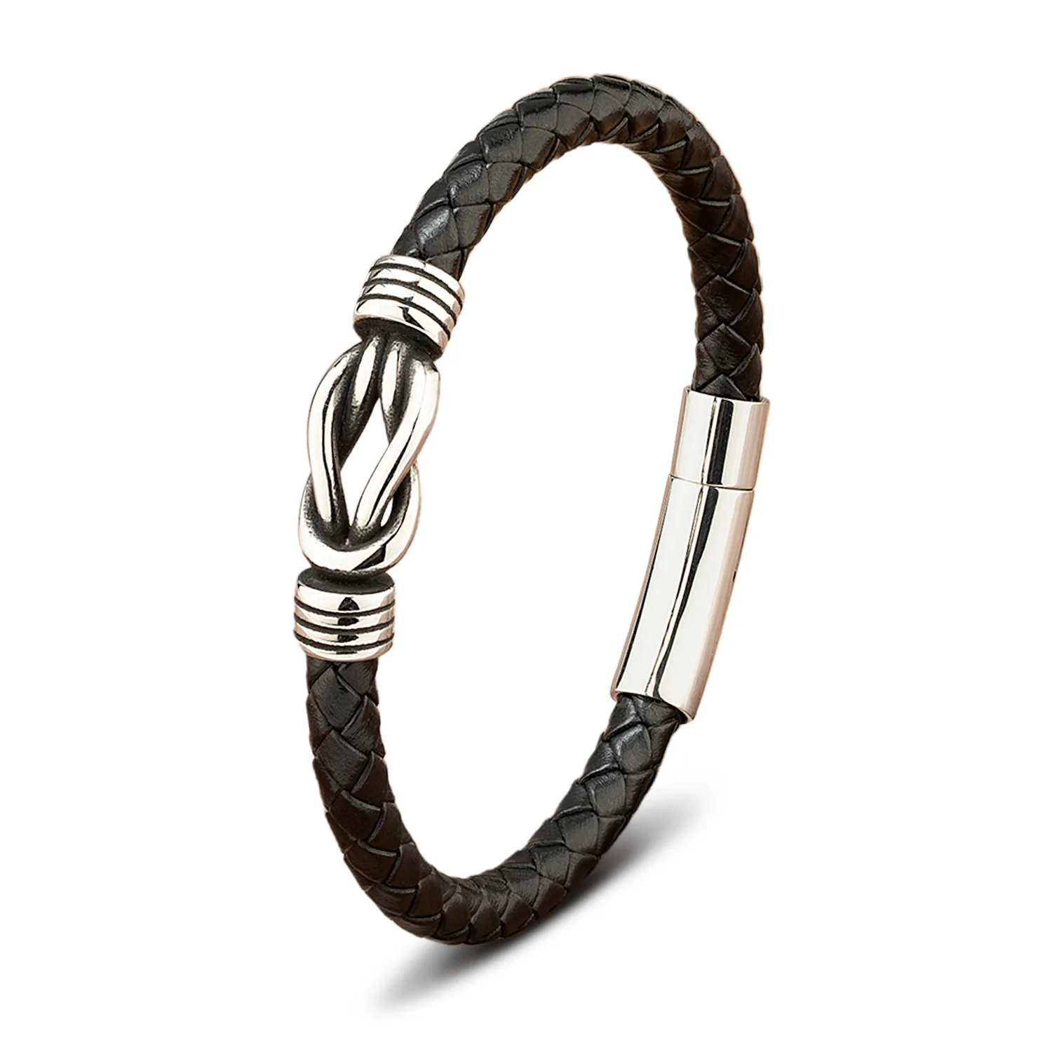 Personalized and Fashionable Fried Dough Twists Woven Single Loop 8-Shaped Leather Bracelet