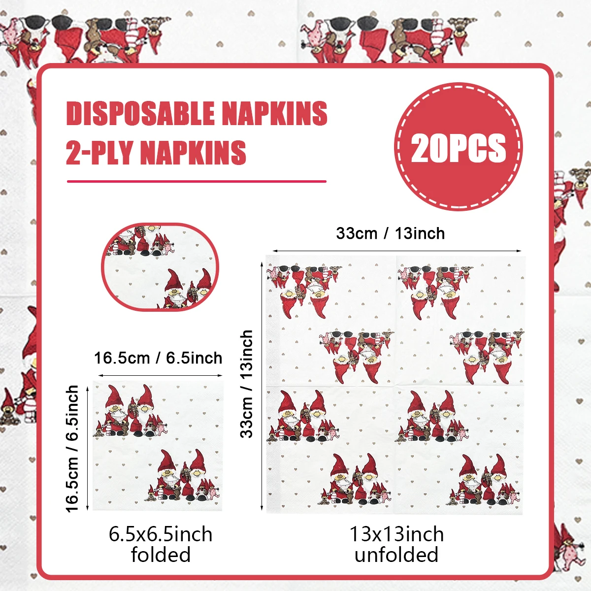 20pc Christmas Party Napkins simple Santa Claus Series of Dining Table Napkins Paper Safe Fragrant Free Soft Mouth Wiping Tissue