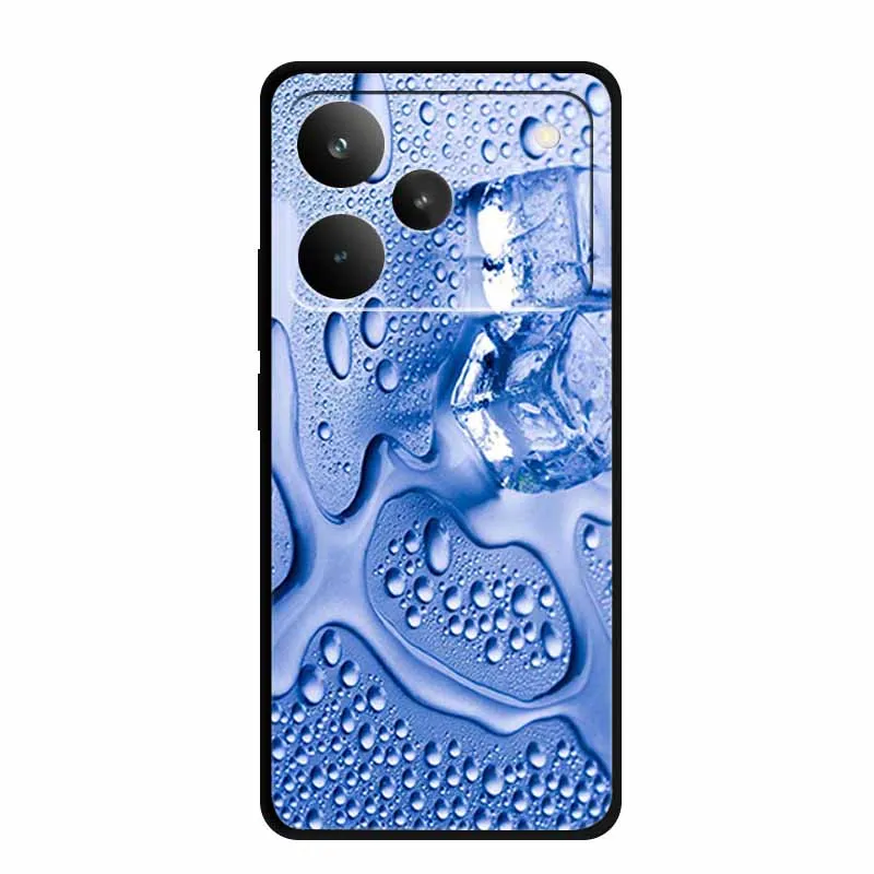 ل Realme P4 Pro 5G 2025 جراب هاتف 6.8 "الزهور رسمت لينة بولي TPU الأسود سيليكون الغطاء الخلفي لحقيبة Realme P 4 Pro Funda RMX5116