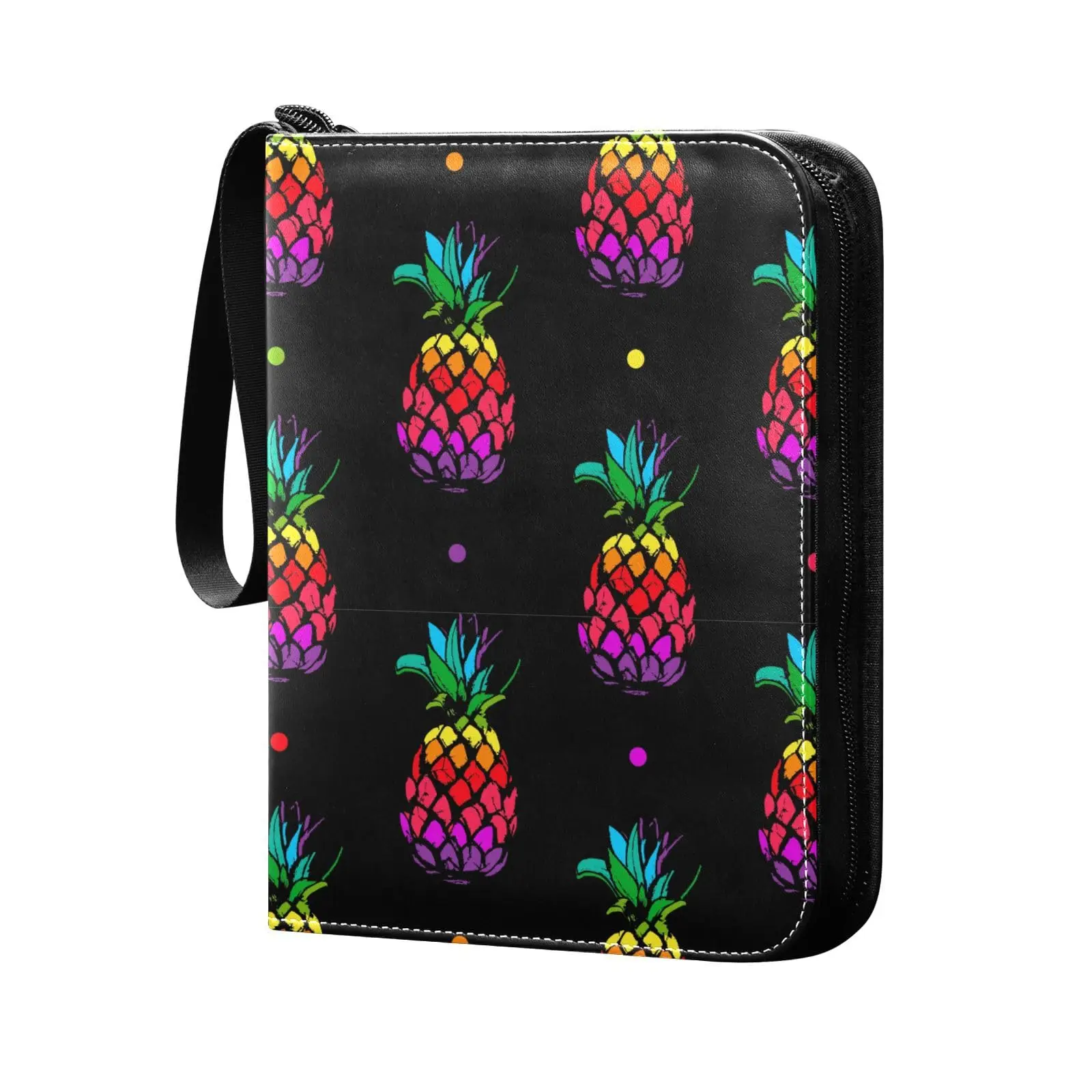 Rainbow Pineapples Card Binder 4 Pocket Card Binder 400 Double Sided Pocket Album for Game Cards Unique Card Collection Storage