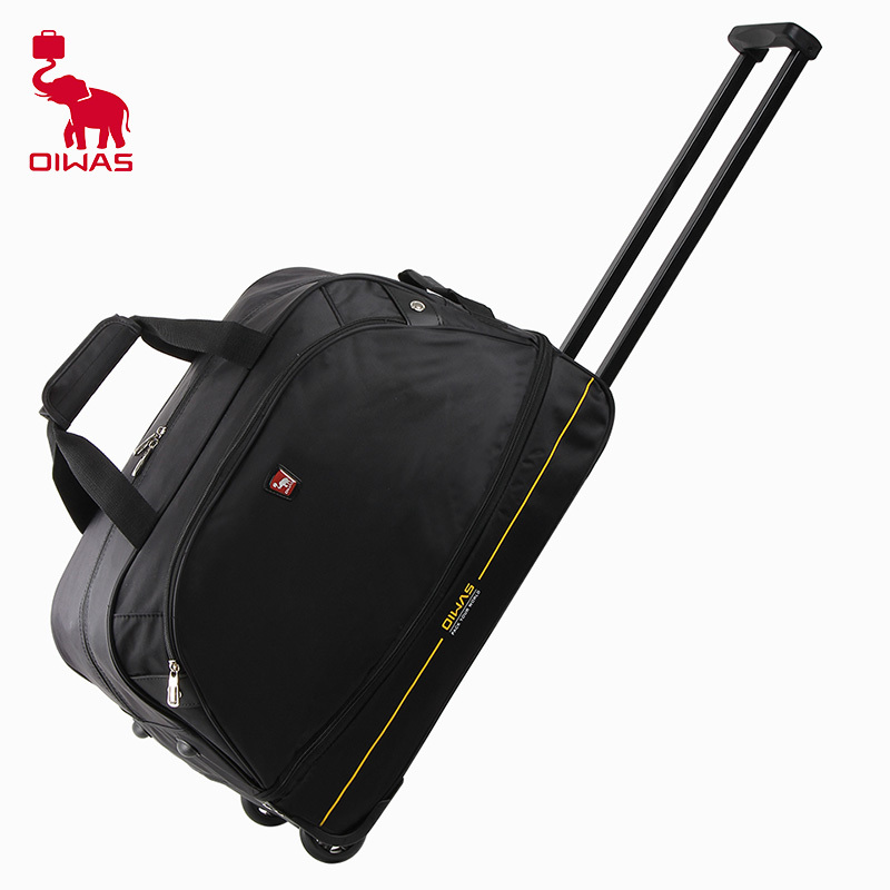  OIWAS Men Trolley Duffle Bag 56L Water-Repellent Foldable Rolling Suitcase Hand Luggage With Wheels Carry-On Bags Expansion Pack 