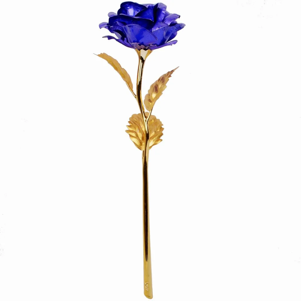 Hot Sale 24k Gold Leaf Golden Rose Home Decoration Table Office Decoration Holiday Party Gift for Love Blue/Red/Gold