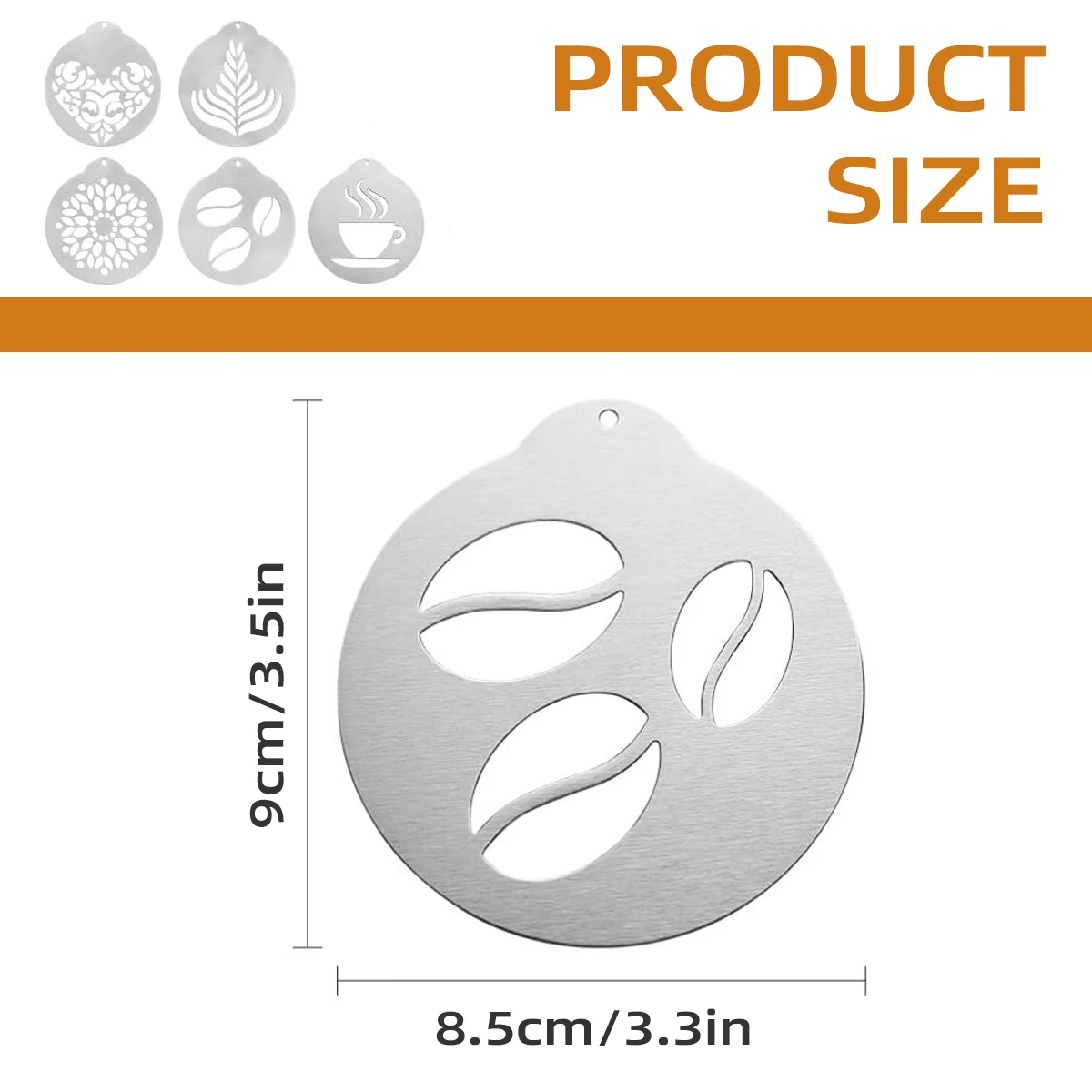 Leeseph 5Pcs Stainless Steel Coffee Decorating Stencils, Foam Latte Art Templates, Cappuccino Chocolate Templates Garland Mould