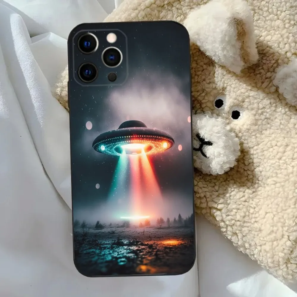 Alien Martian UFO  Phone Case For Apple iPhone 15,14,13,12,11,Pro,X,XS,Max,XR,Plus,Mini Soft Black Cover