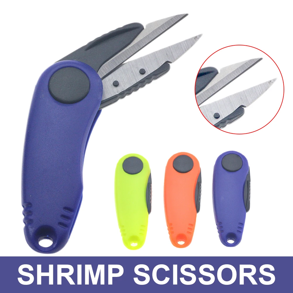 Shrimp-Shaped Foldable Fishing Line Scissor Stainless Steel Fishing Tackle Folding Scissor for Fishing Clipper Cutting Line Tool