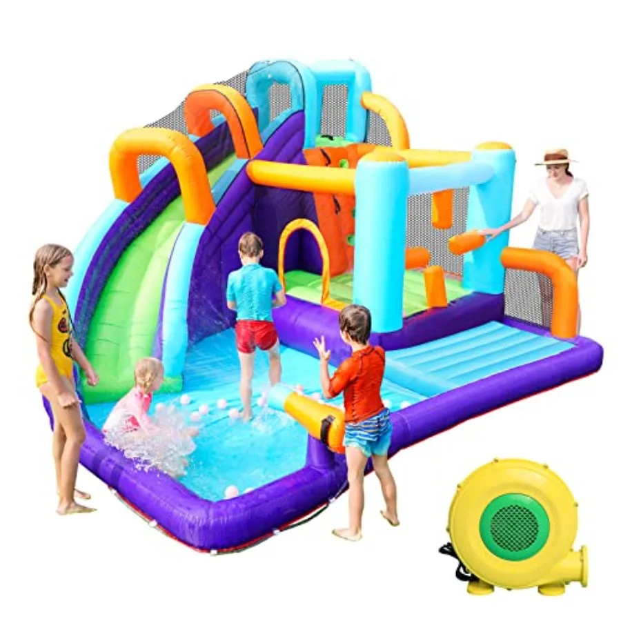 Maison gonflable 10 en 1 de rebond de glissière d'eau gonflable pour le parc aquatique gonflable extérieur avec des toboggans d'eau de ventilateur pour l'arrière-cour