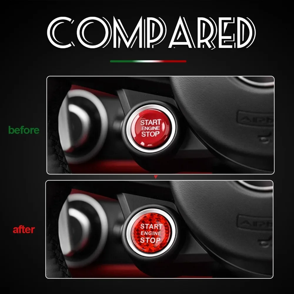 Car Ignition Engine Start Stop Button Cover Case Sticker Carbon FIber For Alfa Romeo Mito 159 147 156 Giulietta Stelvio 166