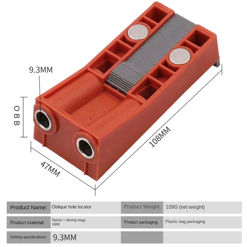 Oblique Hole Drilling Positioning Woodworking Punch Locator Guide Angle Drill Bit Tool Positioner Jig Oblique Hole Holder Kit