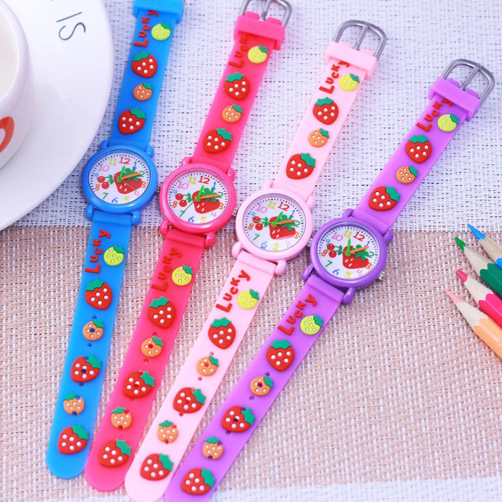 

Kids Watch Children Girls Boys Students Clock Strawberry Colourful Silicone Wristwatch Quartz Watches Birthday Christmas Gifts