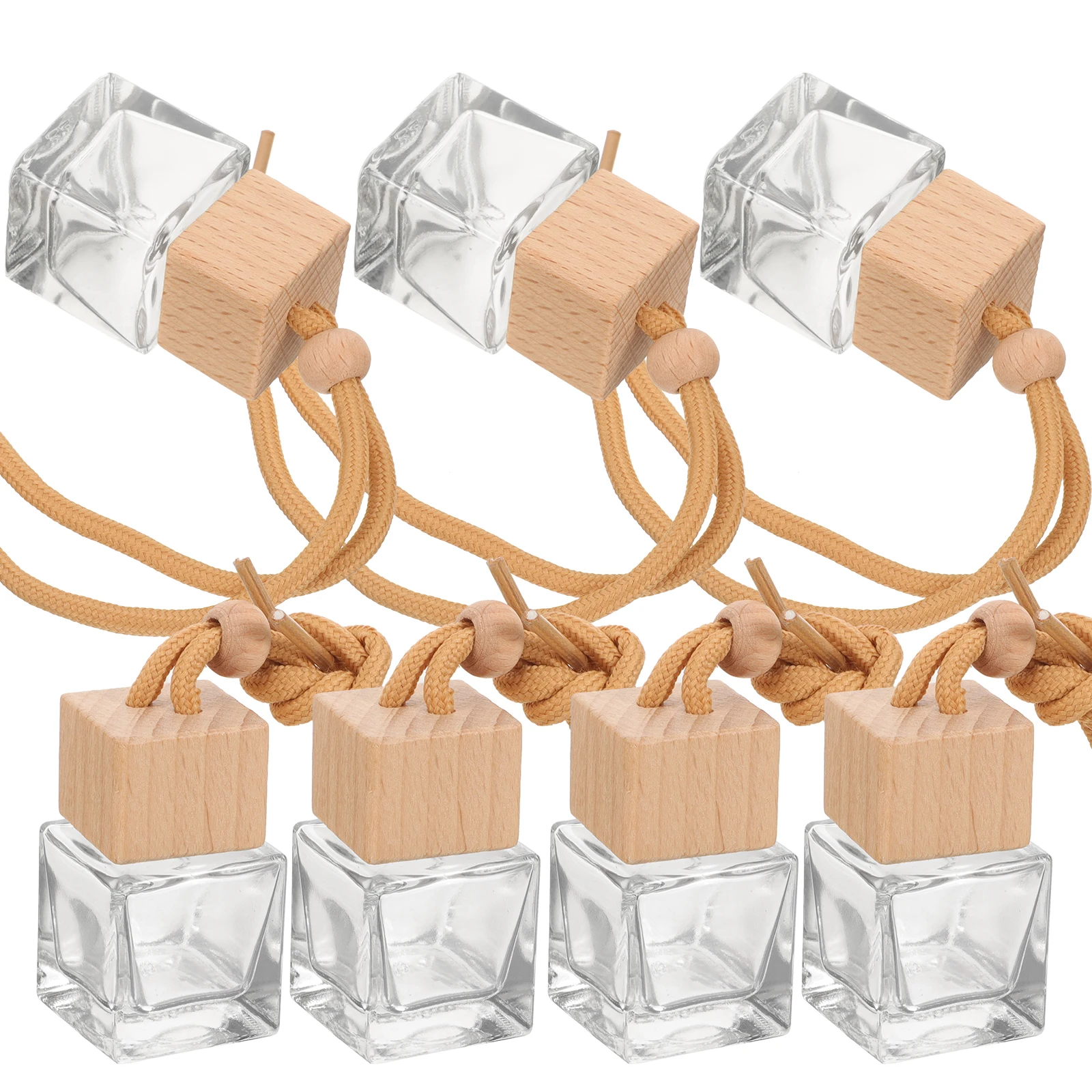 

10 Pcs 10ML Square Cap Perfume Bottles Car Scented Pendant Empty Kits Refillable Aroma Decorative Hanging Accessories