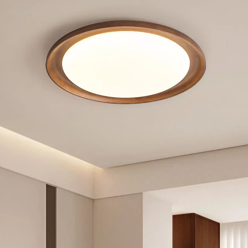 TechHPNordic Circular Wood Texture Led Ceiling Lamp Led Chandelier For Living Dining Room Balcony