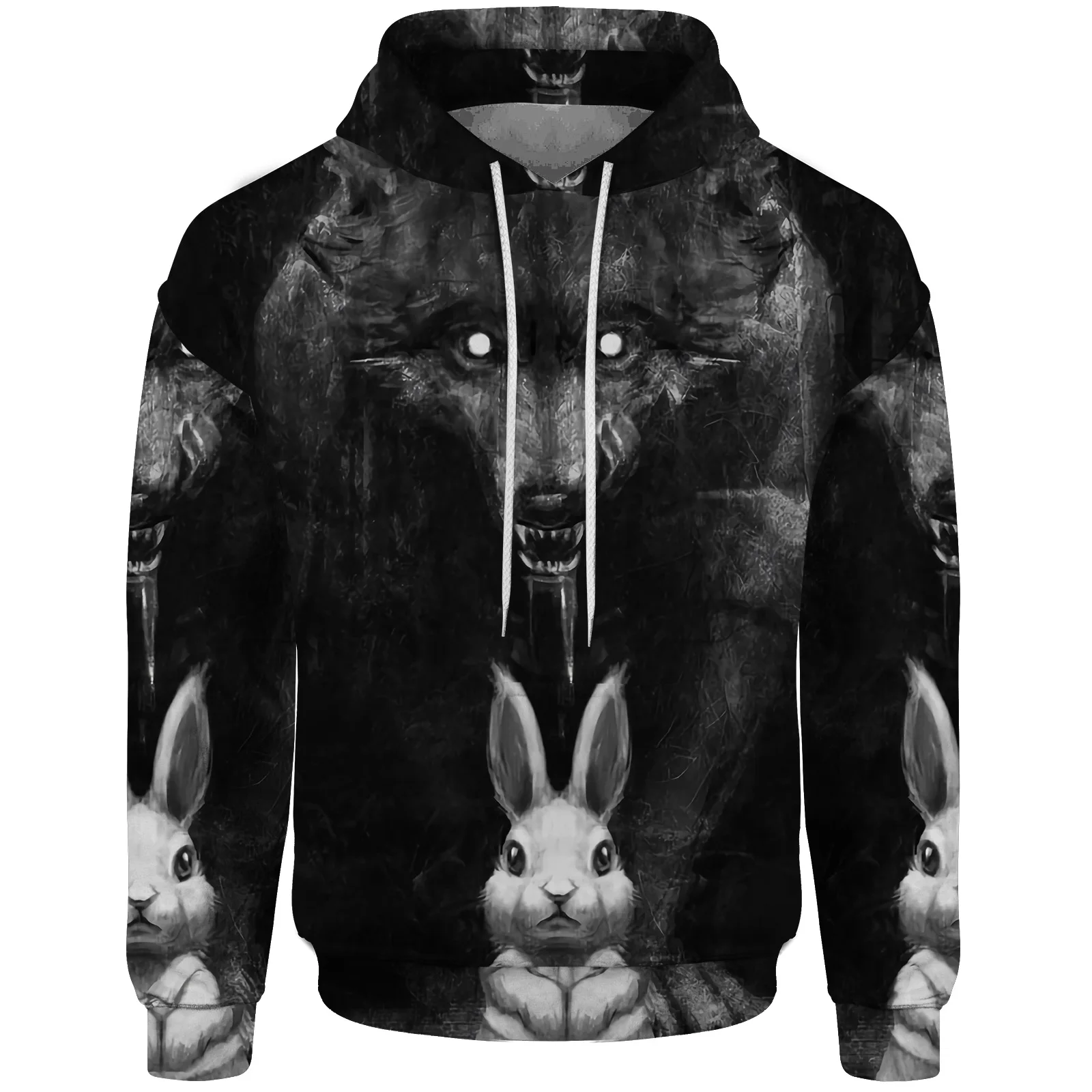 

Wolf Mens Hoodie Sweatshirt 2024 New Dark Style Hoodies and Sweatshirts Wolf Pattern 3D Printing Loose and Comfortable Sweatshir