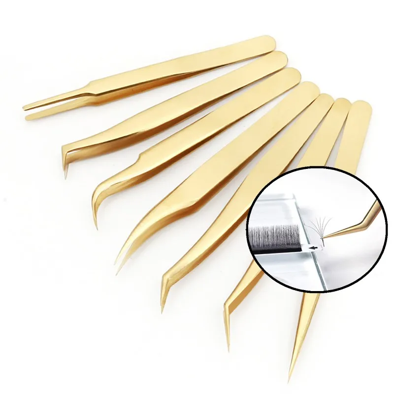 1Pcs Wimpern Pinzette Edelstahl Gerade Und Gebogene Pinzette Hohe Präzision Anti-statische Wimpern Extensions Werkzeuge