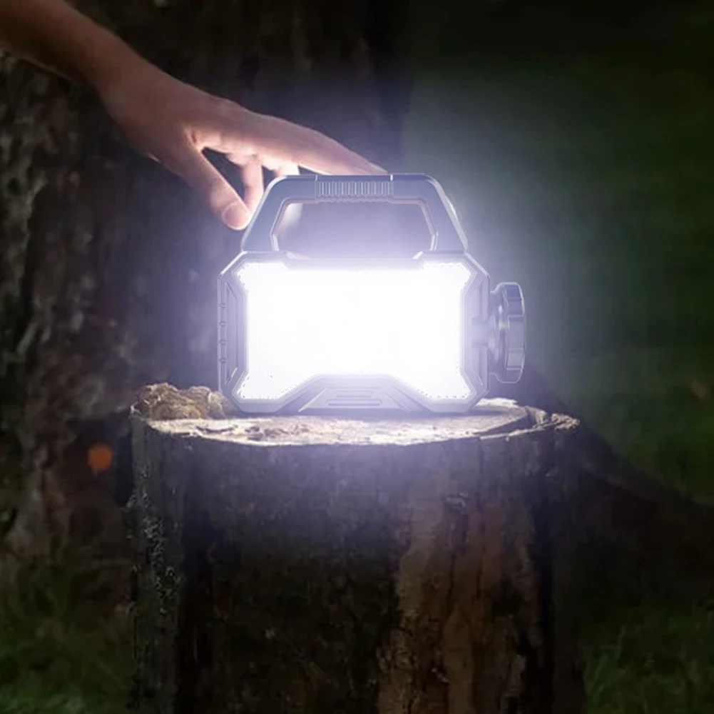 Solar Camping Lantern Long Range Outdoor Camping Searchlight Handheld Spotlight Torch Emergency Light Waterproof COB Hiking Lamp