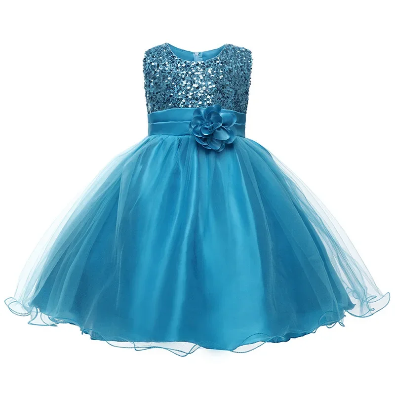 Mädchen flauschiges Kleid Weihnachten Mesh Prinzessin Kinder kleidung Kinder kleid a-Linie knöchel lange einfache Blumen mädchen Kleider