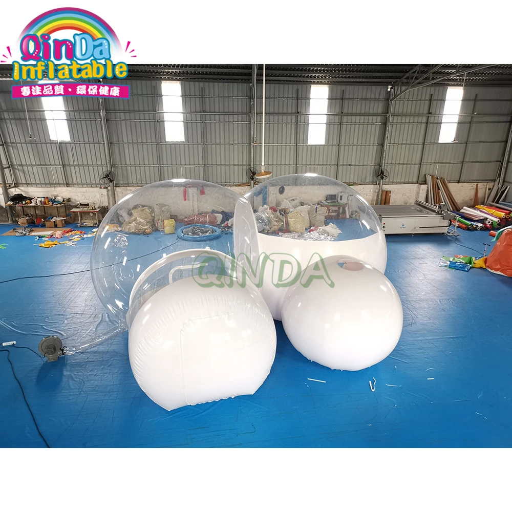 Dubbele kamer transparante heldere koepel opblaasbare bubbeltent PVC iglo kampeertent