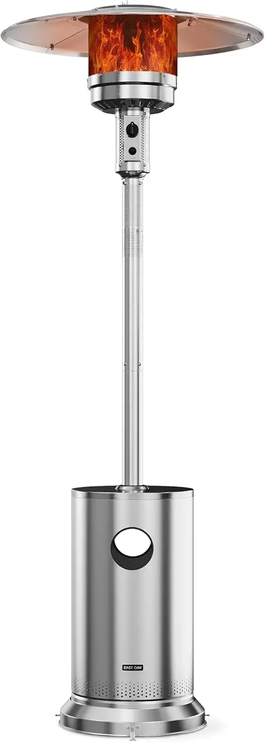 Anti-rust 50,000 BTU Patio Heater for Outdoor Use With Double-Layer Stainless Steel Burner, Round Table Design and Wheels, Outdo