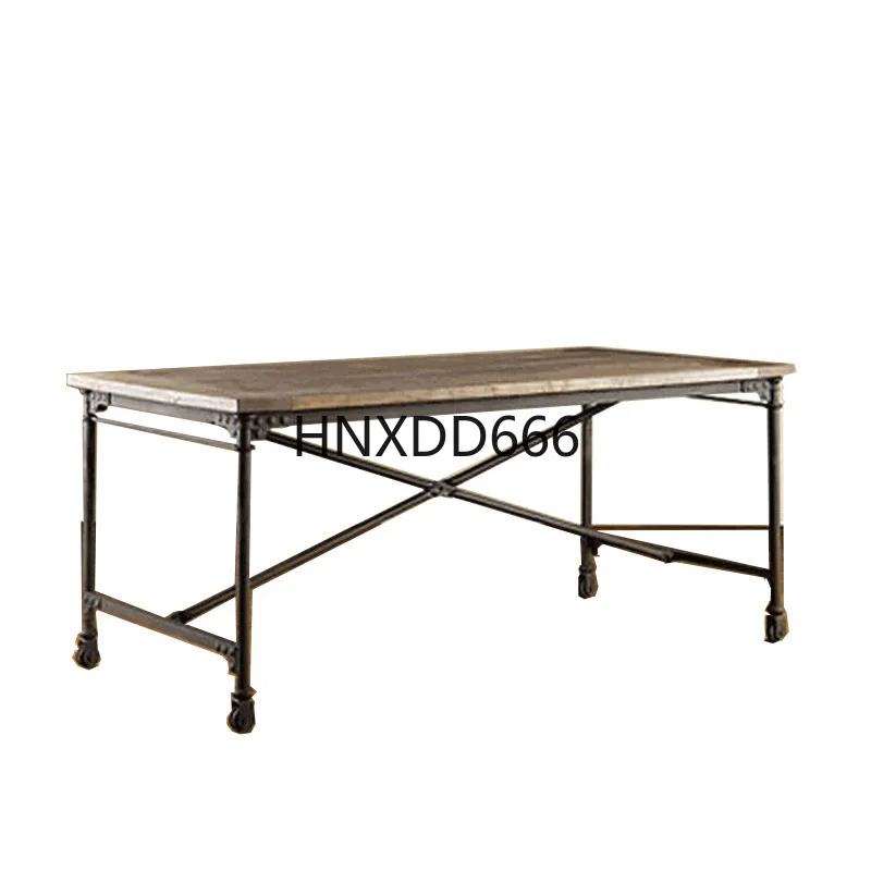 

Wrought iron solid wood computer desk writing desk