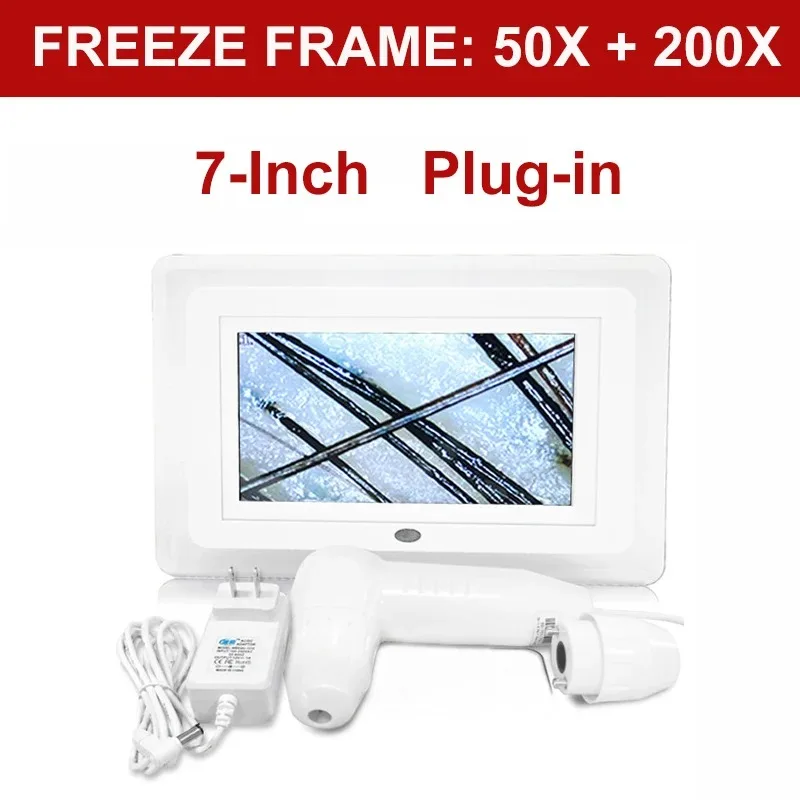 Analyseur de peau de 7 pouces, détecteur de cuir chevelu, testeur d'humidité des follicules pileux, Machine d'analyse de cheveux de la peau du visage, Rechargeable