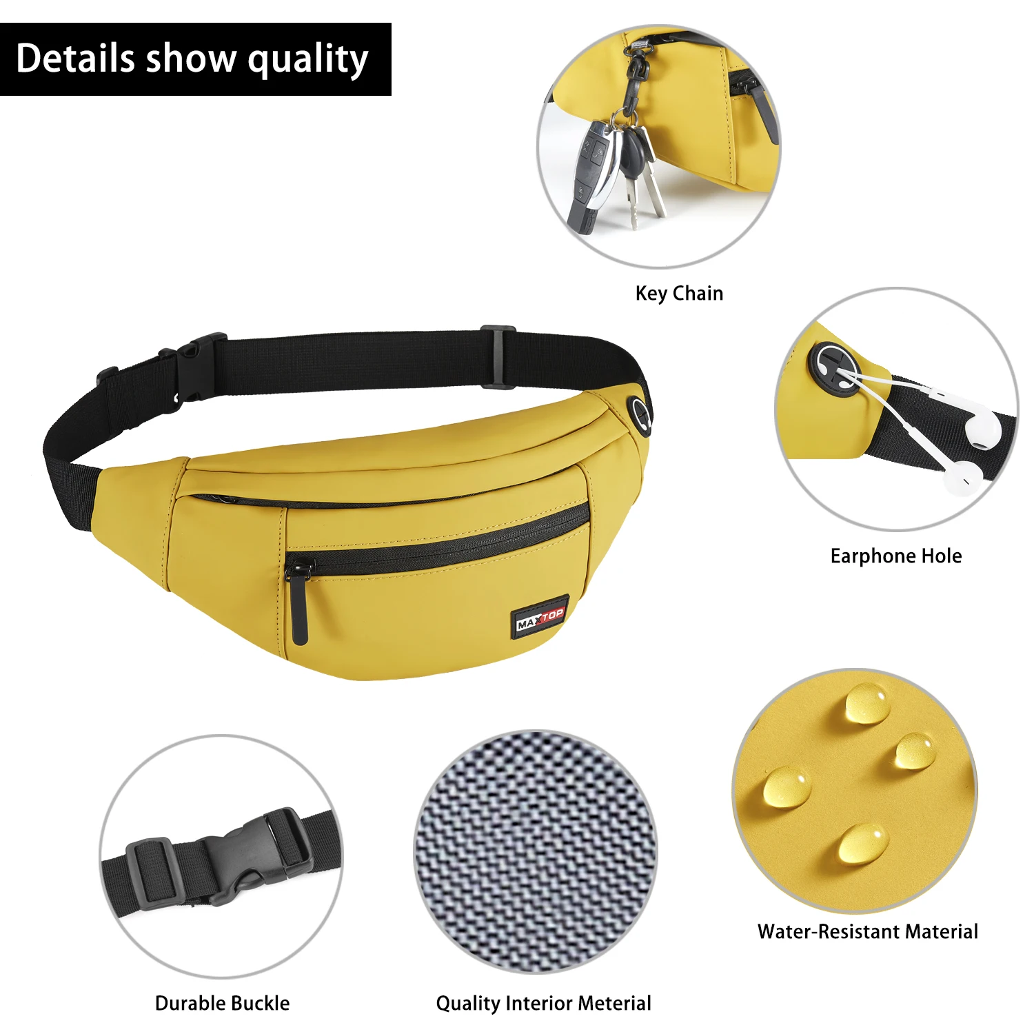 MAXTOP Large Fanny Pack for Men Women, Waterproof Sports Waist Bag Pack, Belt Bag for Travel Hiking Running,star girl y2k