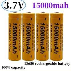 2024 CE Bestselling 100% capacity 15000mAh 3.7V 18650 lithium-ion battery rechargeable 18650 for LED flashlights free shipping