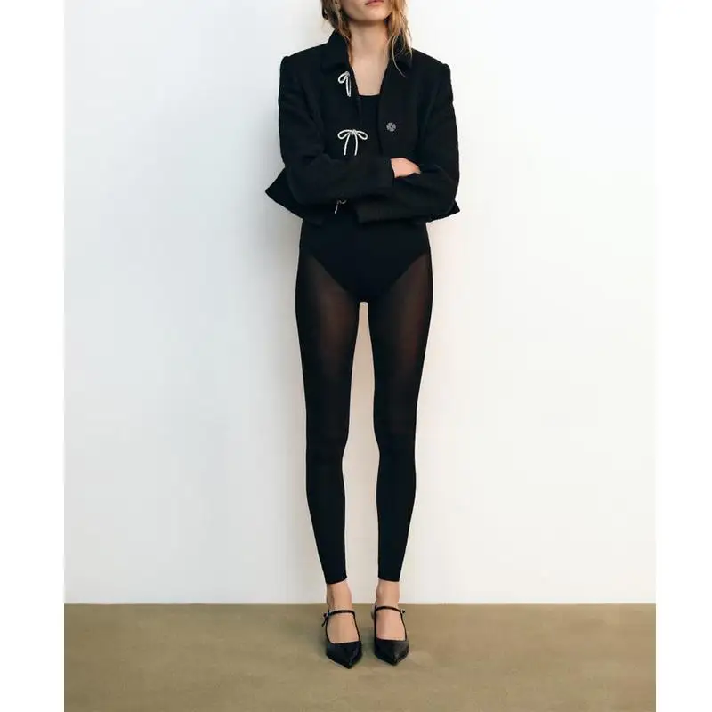 

Autumn Winter New Arrival Women's Faion Texture Long Sve Collar Button Decorated Knot Outerwear Polyester Fiber