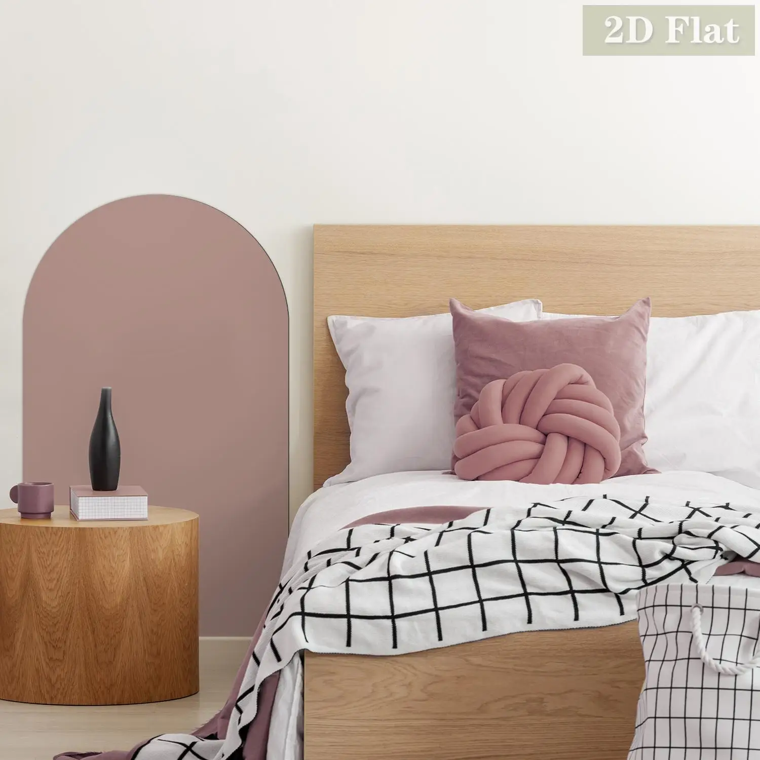 1pcs  Pink Arched Decorative Magnetic Whiteboard Wall Sticker Self-Adhesive, Reusable, Simple Curved Semi-Circular Pattern