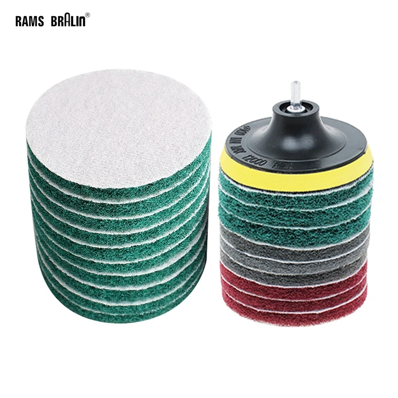 30 pieces Drill Clean Pad Non-woven Abrasive Sanding Disc Coarse to Fine Quick-change Scour Pad