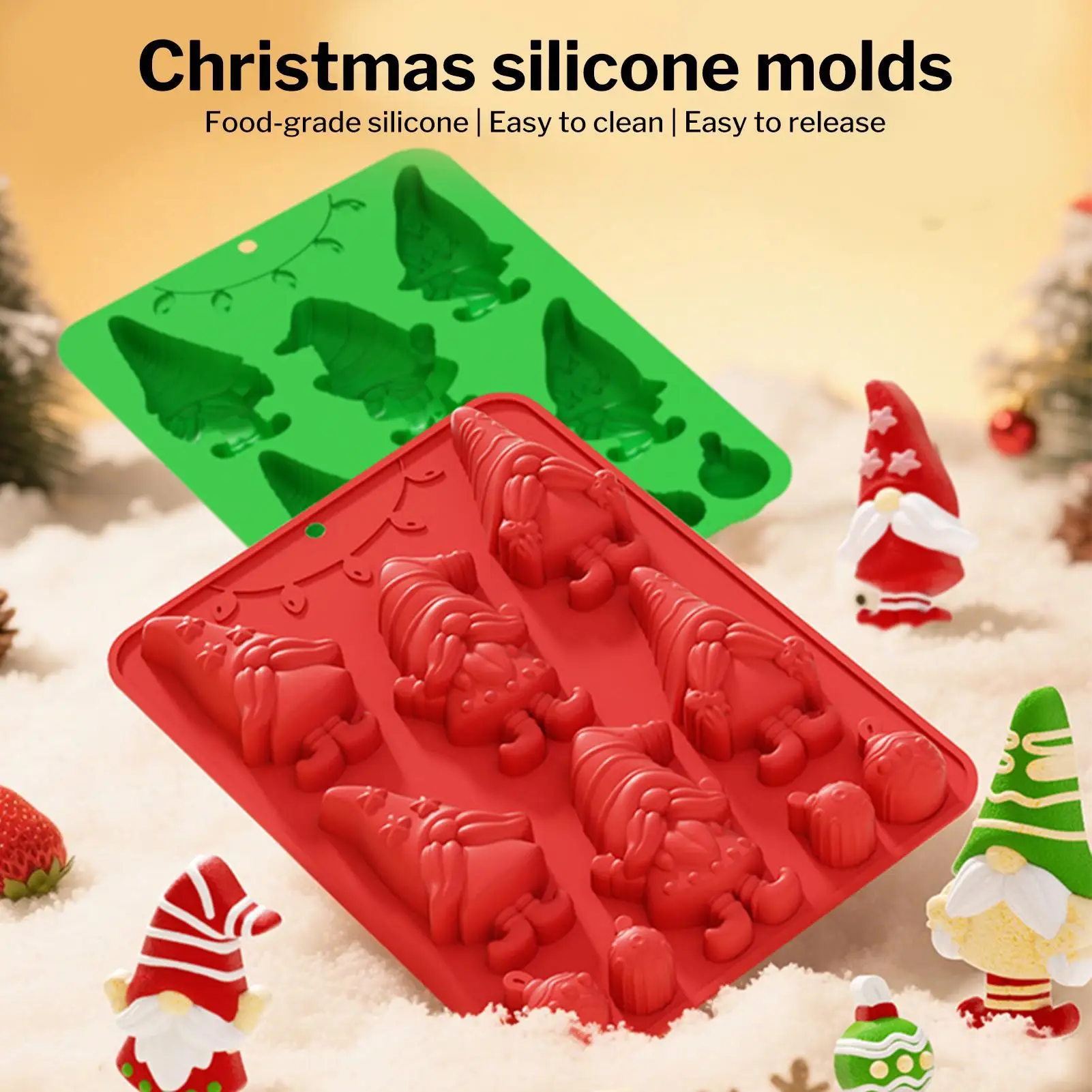 Weihnachten Silikon Schokoladenform 3D Zwerg Süßigkeiten Form für DIY Backen Gelee Seife Dessert Ton Harz Handwerk Machen Party Dekor