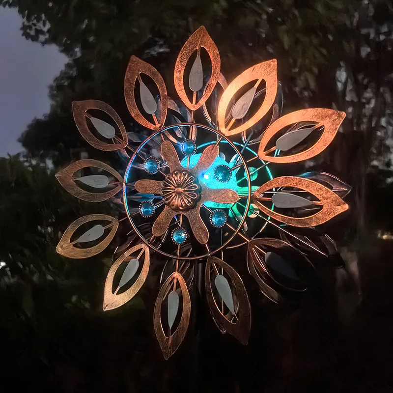 

Solar Powered Windmill Garden Decor Outdoor Metal Craft Lawn Ornament Weather Resistant Iron Wind Spinner Yard Patio Decoration