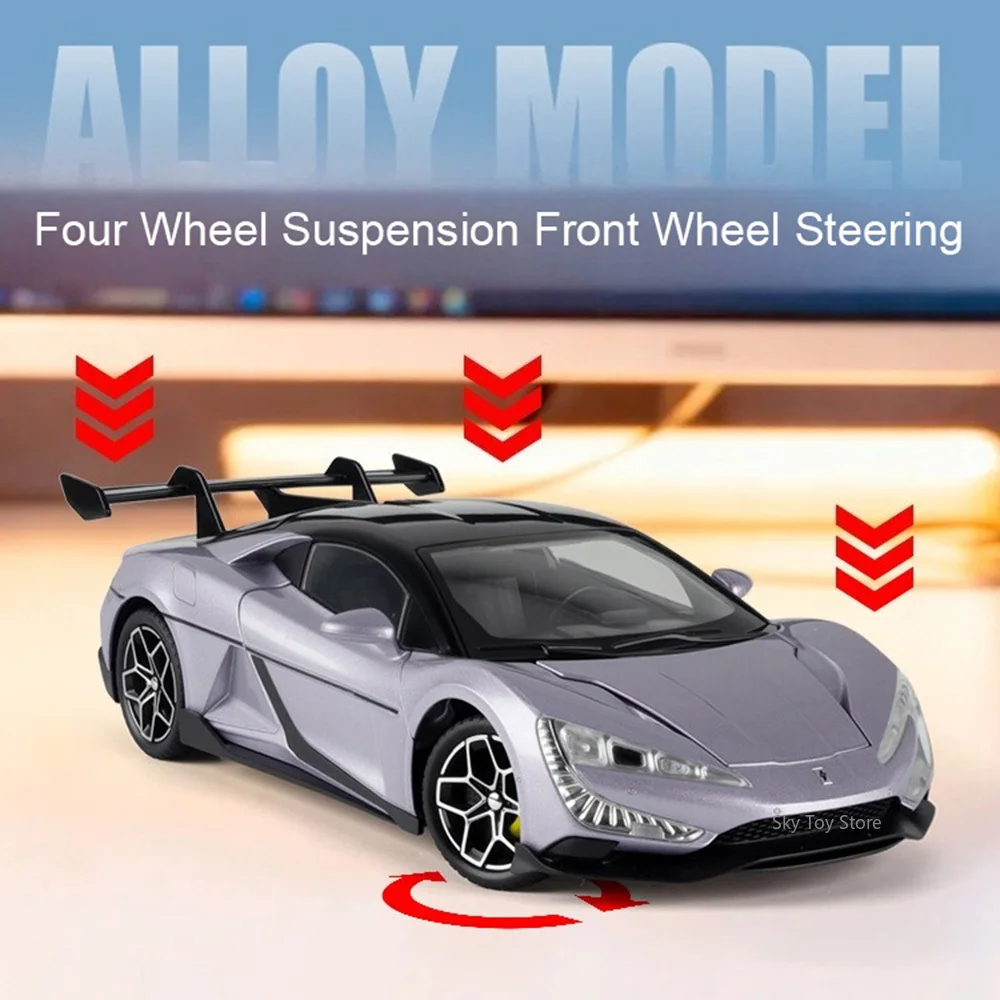 BYD Yangwang U9 Tourbillon 1:24, modèle en alliage moulé sous pression, jouets de voiture, Suspension à quatre roues, son et lumière, voiture de sport, cadeau pour ami