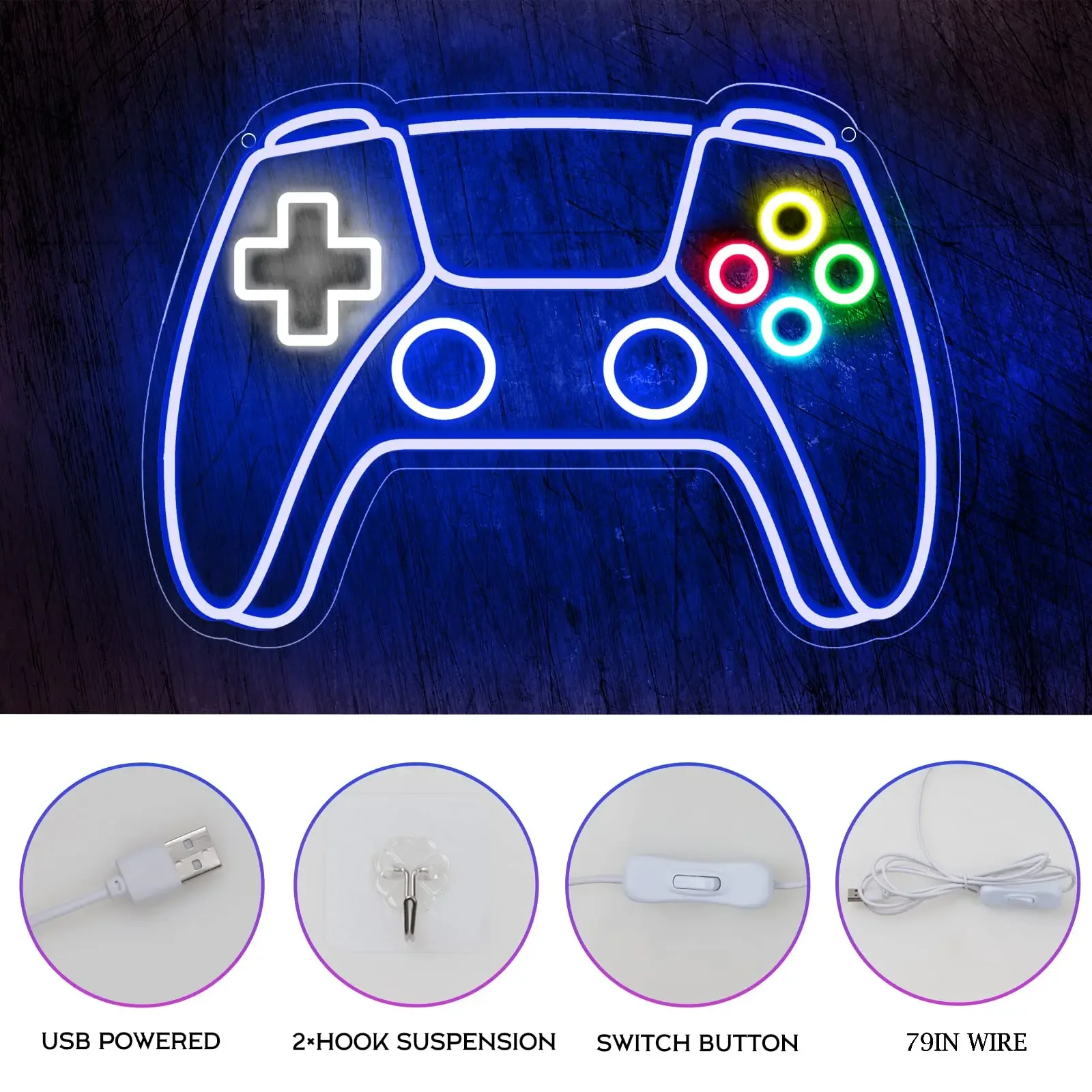 Imagem -02 - Acrílico Led Neon Light para Game Room Decor Lâmpada da Noite Pendurada Console Usb Quarto Festa Feriado Presente Legal