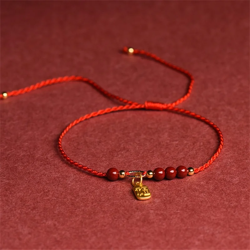 Anklet Hand-woven Natal Year Cinnabar Anklet Fu Brand Anklet Ethnic Style Jewelry